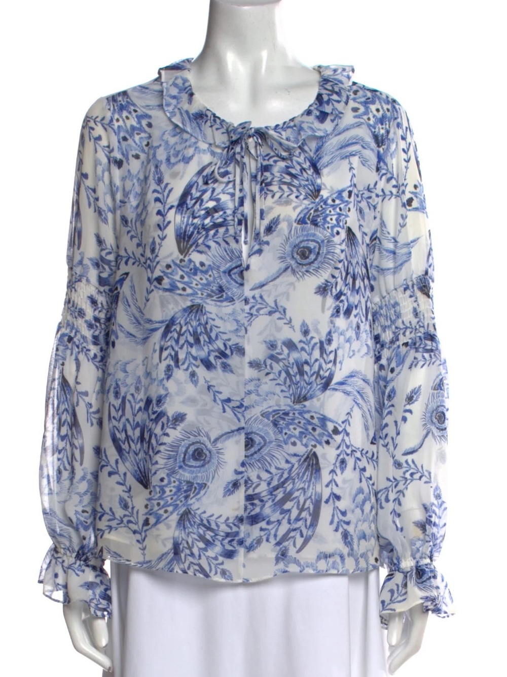 MISA Los Angeles Long Sleeve blue and white top. Great condition size L!